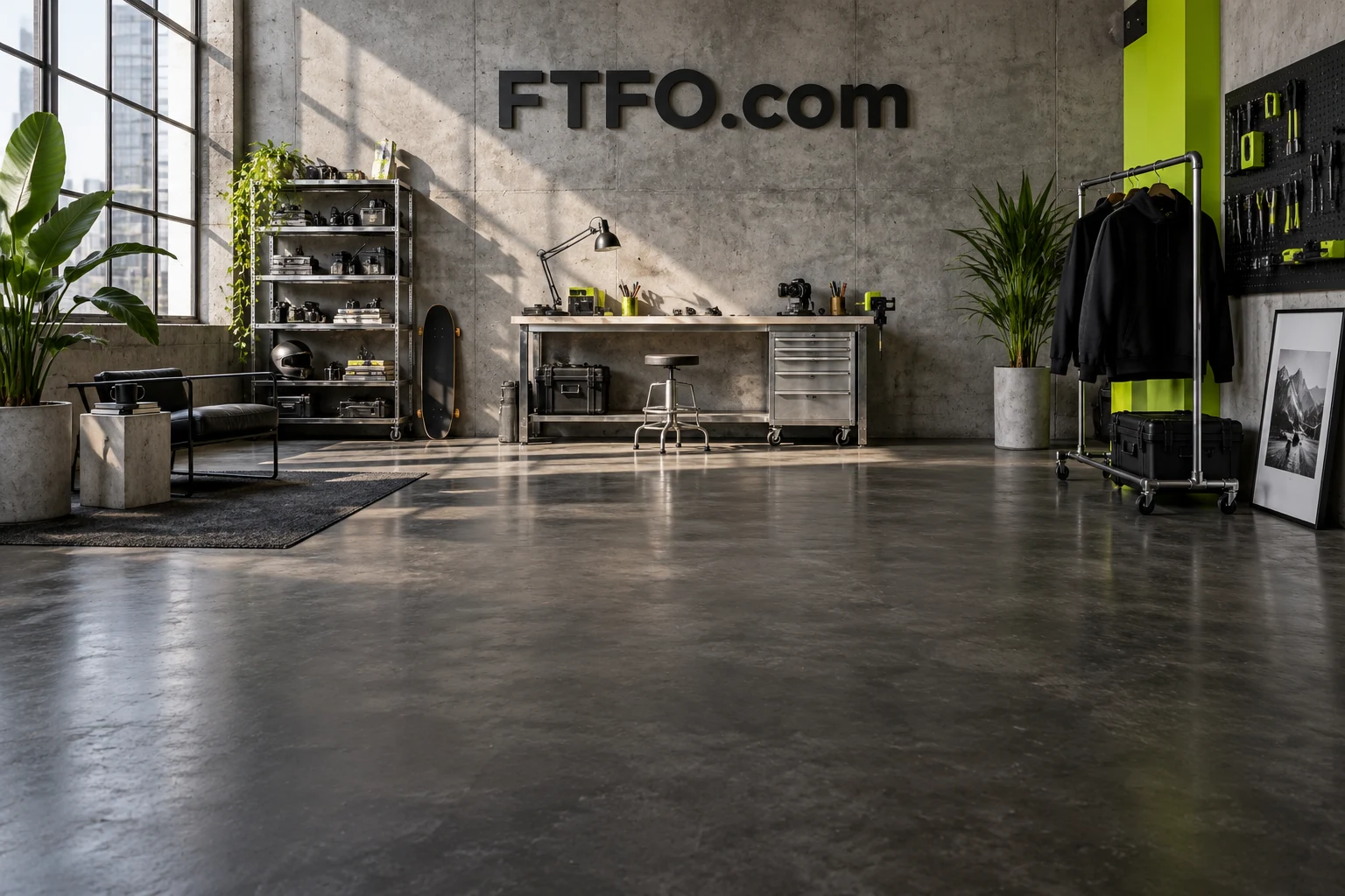 Graphite creative workshop with FTFO.com lettering on the wall
