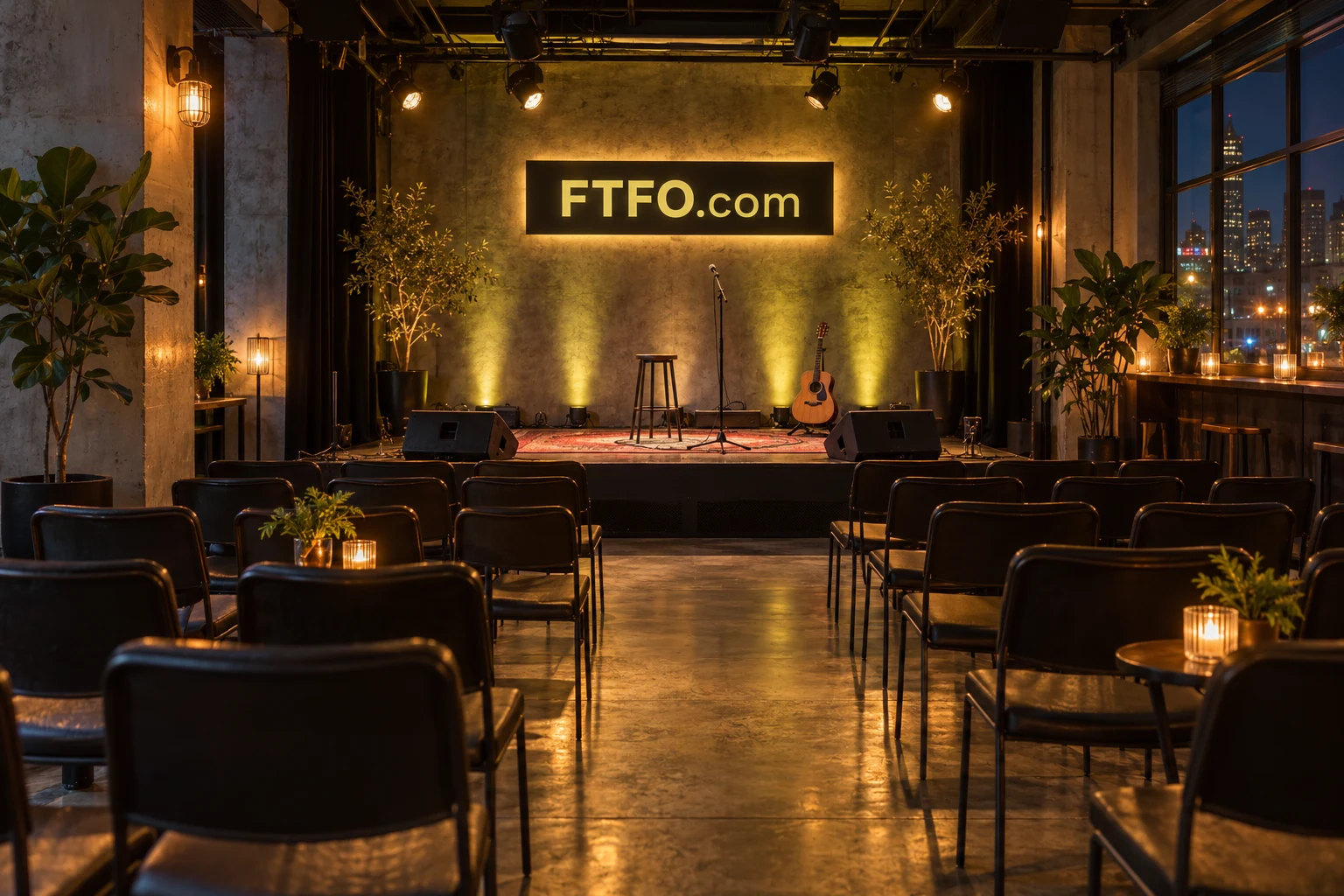 An intimate creative event with an FTFO.com venue sign